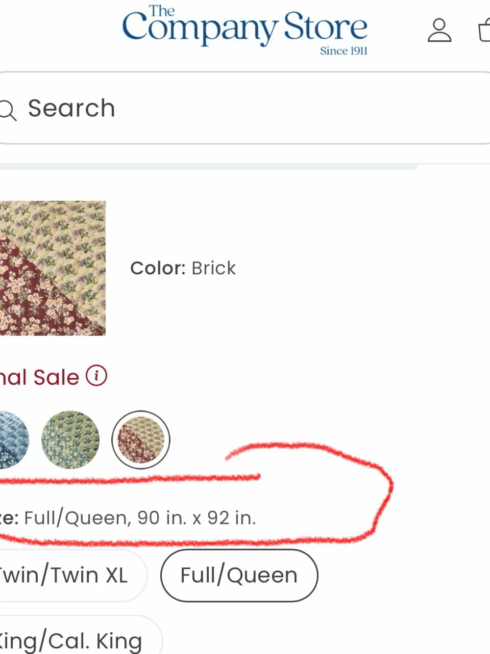 The Company Store Floral Ruffle Quilt in Brick and Cream